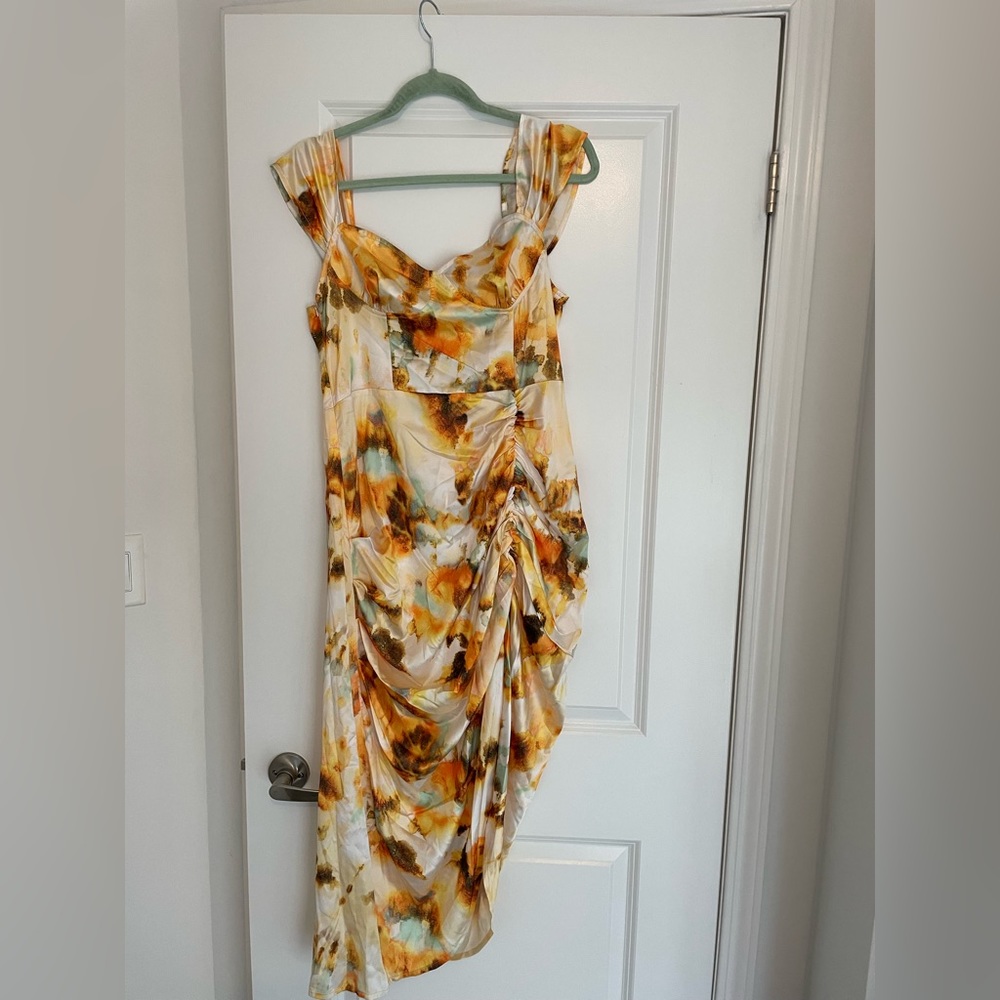 Cider illusion tie dye ruched midi dress - Picture 2 of 8